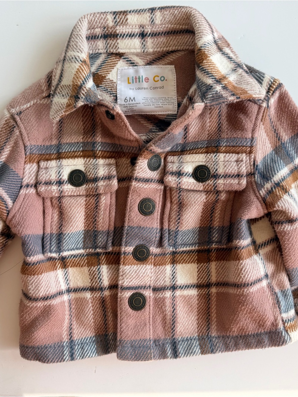 Little Co. Lauren Conrad Baby Plaid Shacket - Pink/Gray/Tan
